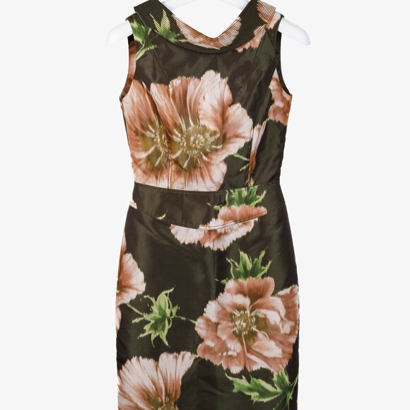 Zac Posen Floral Print Structured Neckline Dress - Picture 1 of 9